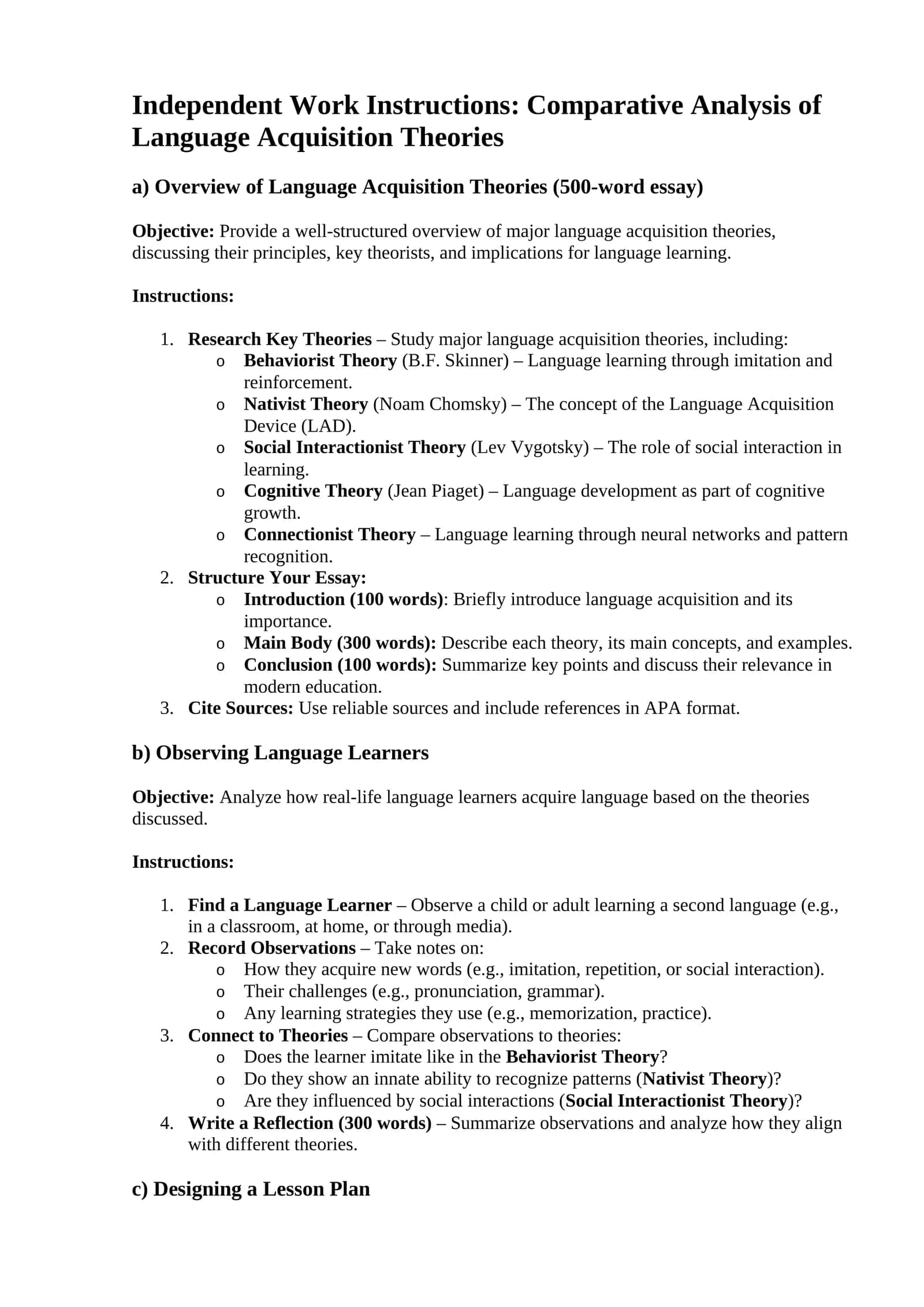 Comparative Analysis of Language Acquisition Theories 1