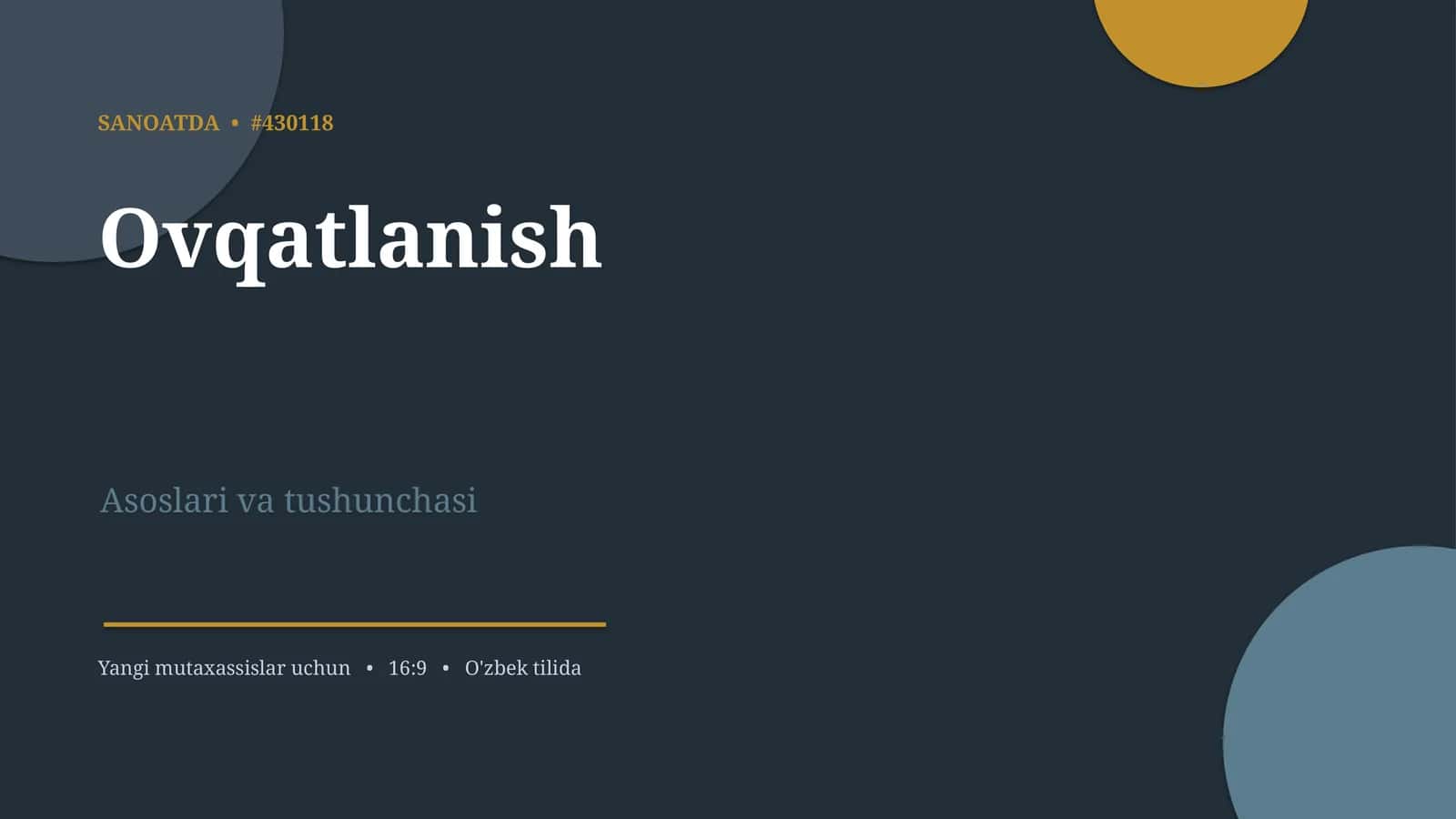Ovqatlanish Asoslari va Tushunchasi 1