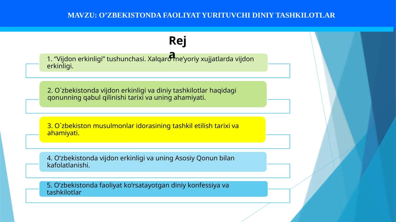 O’ZBEKISTONDA FAOLIYAT YURITUVCHI DINIY TASHKILOTLAR 1