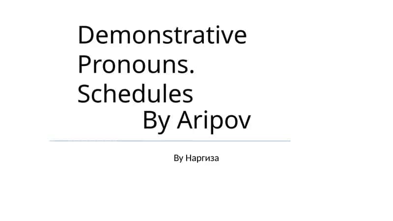 Demonstrative Pronouns 1