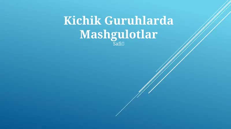 Kichik Guruhlarda Mashgulotlar 1