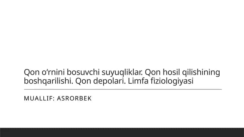 Qon oʻrnini bosuvchi suyuqliklar 1
