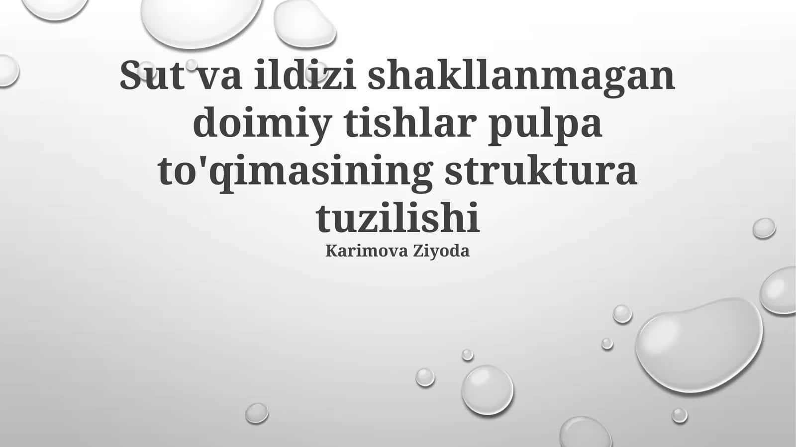 Shakllanmagan ildizli doimiy tishlar pulpasining struktura tuzilishi 1