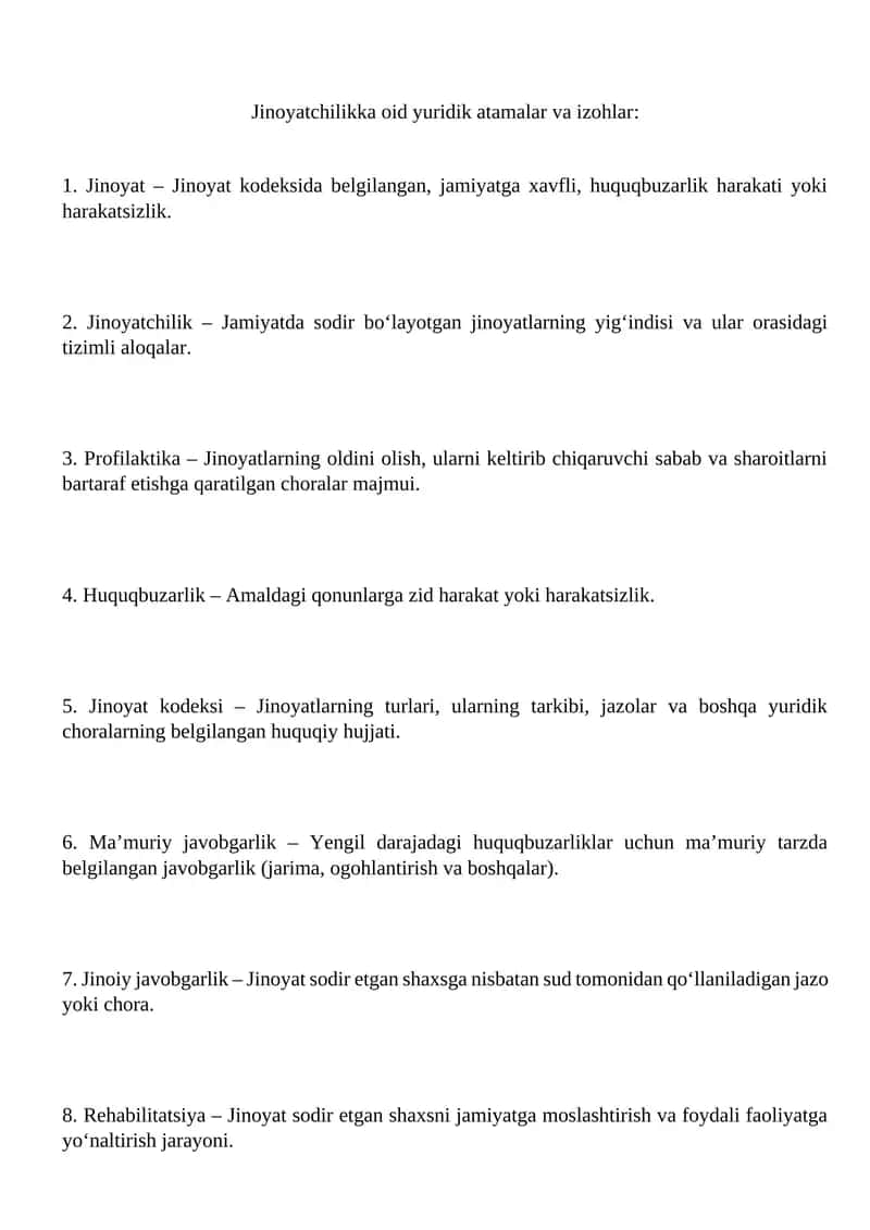 Jinoyatchilikka oid yuridik atamalar va izohlar 1
