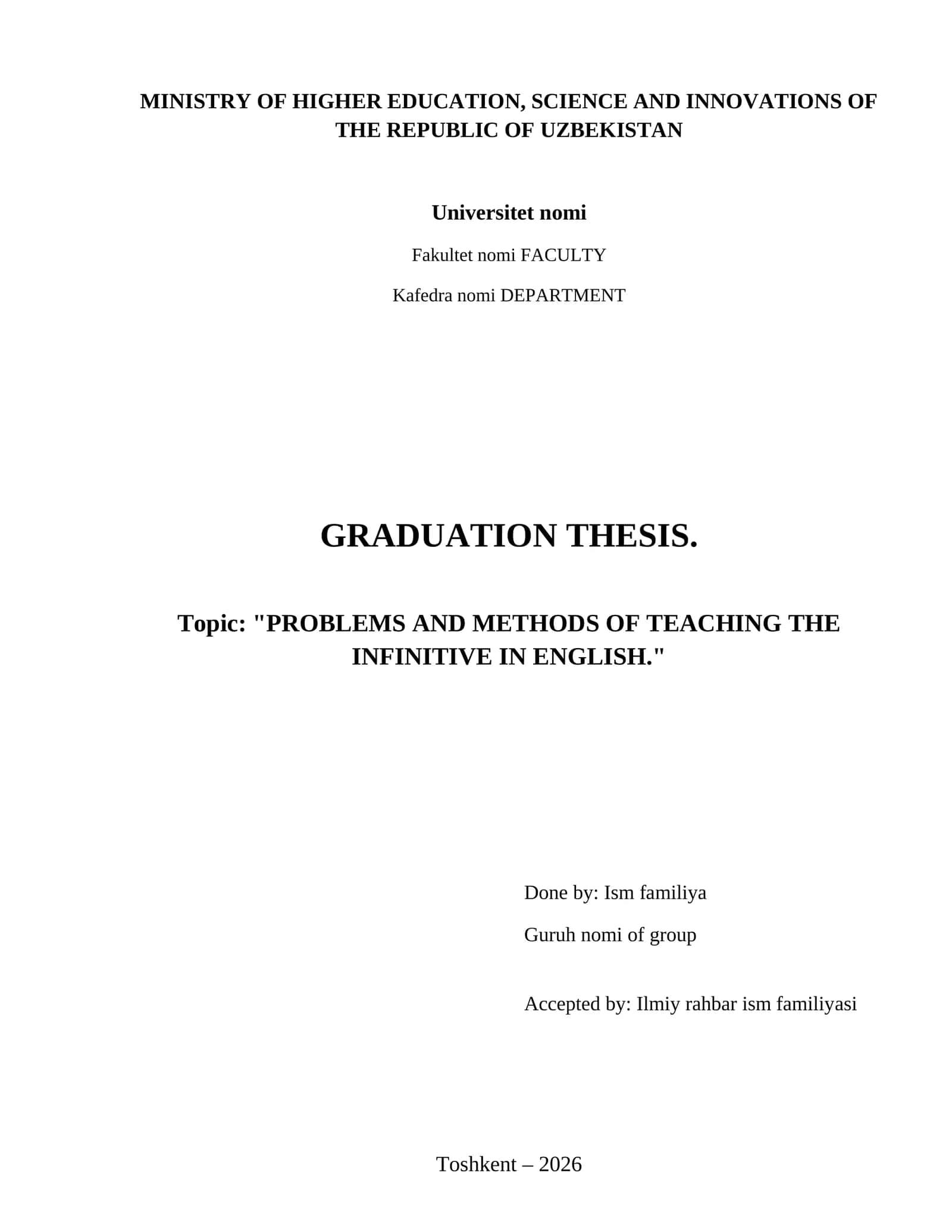 Problems and methods of teaching the Infinitive in English. 1