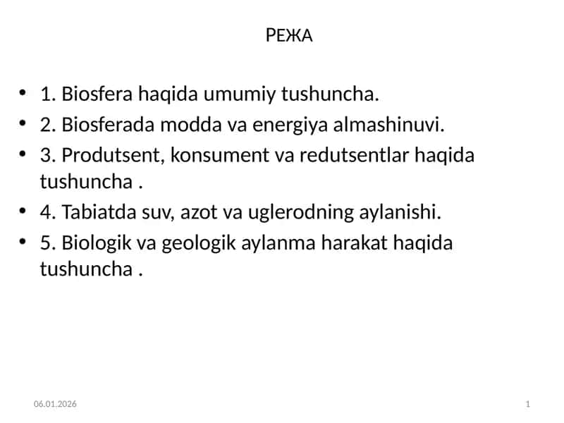 Biosfera haqida umumiy tushuncha 1