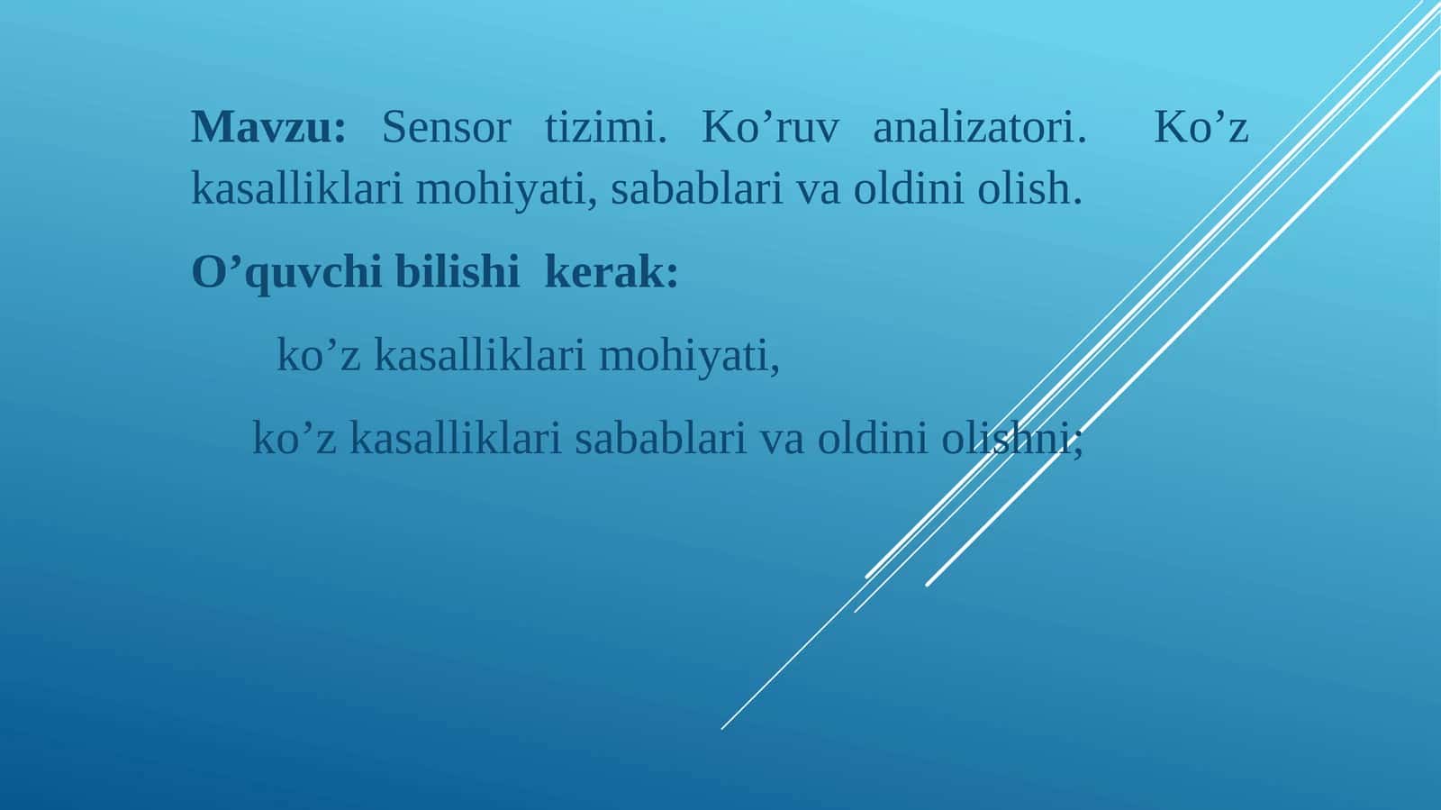 Ko'z kasalliklari. Glaukoma 1