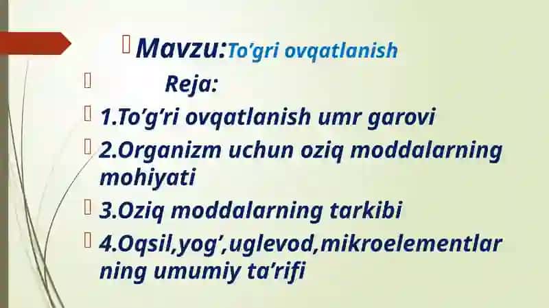 To’gri ovqatlanish