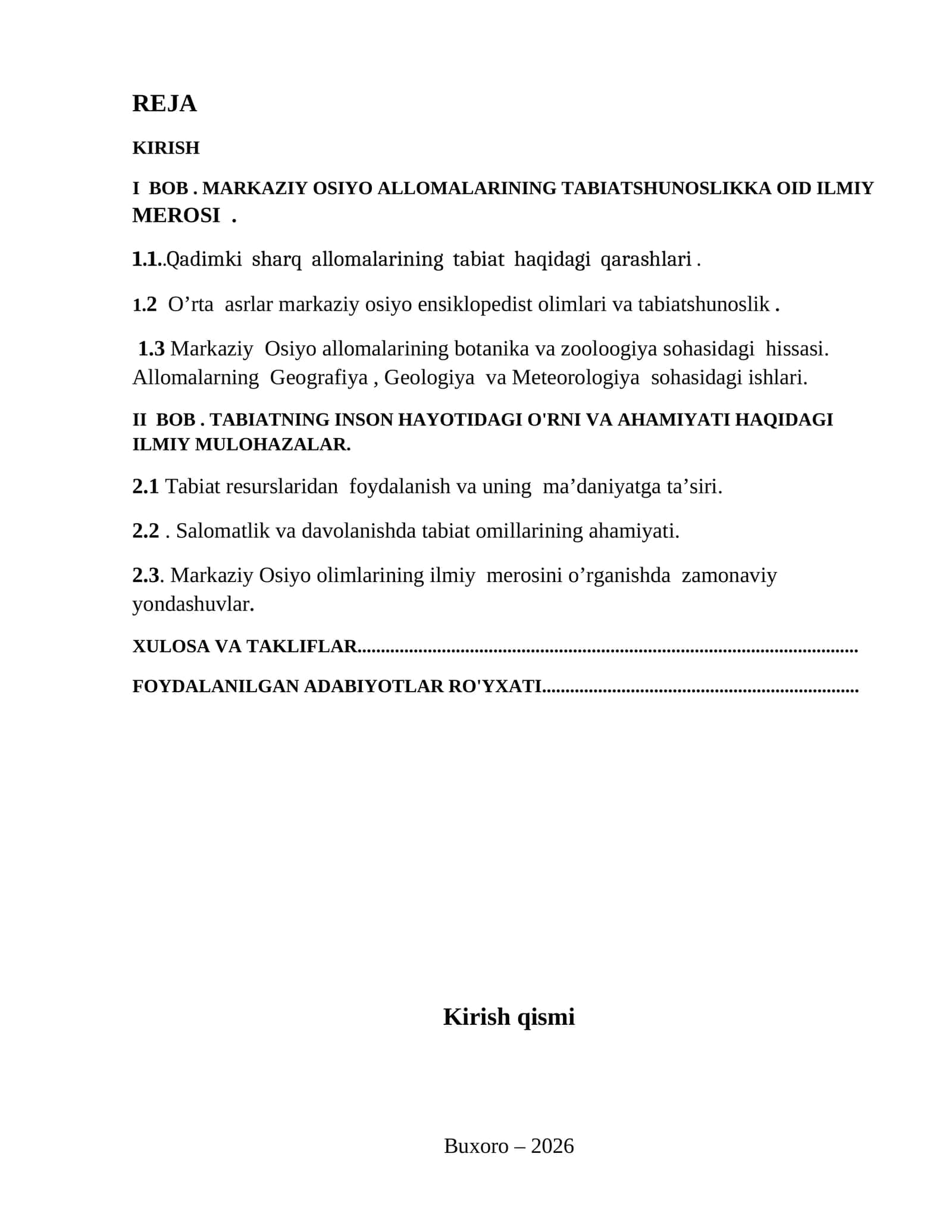 MARKAZIY OSIYO ALLOMALARINING TABIATSHUNOSLIKKA OID ILMIY MEROSI 1