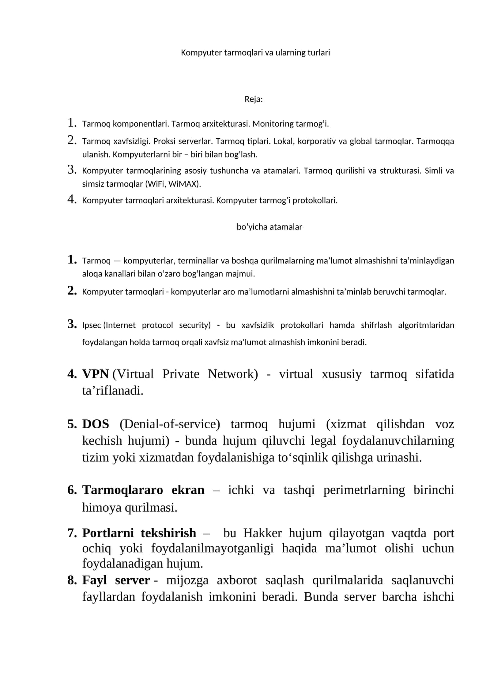 Kompyuter tarmoqlari va ularning turlari 1
