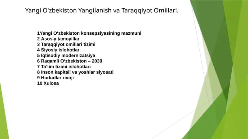 Yangi O'zbekiston Taraqqiyot Omillari 1