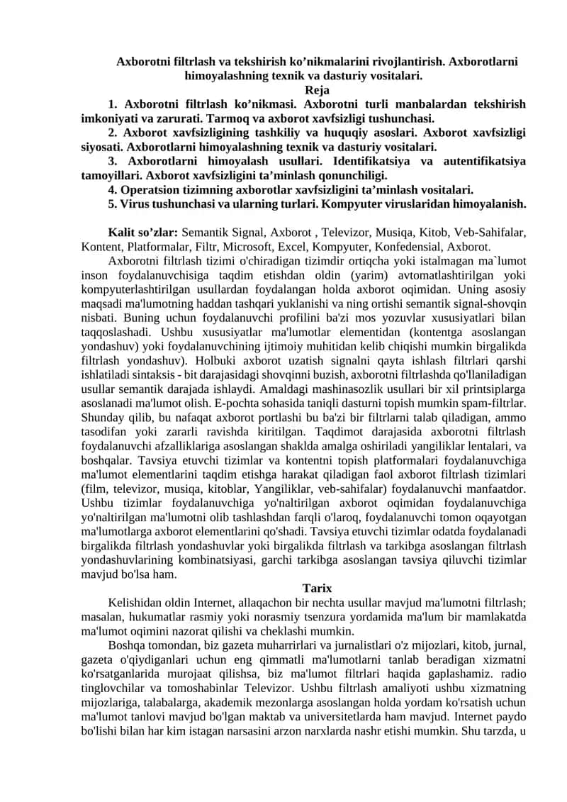 Axborotni Filtrlash Tekshirish Ko’nikmalari 1