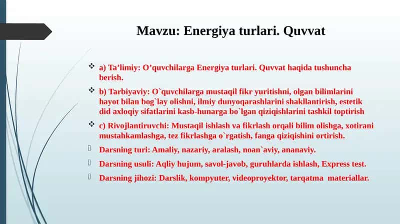 Energiya turlari.Quvvat 1
