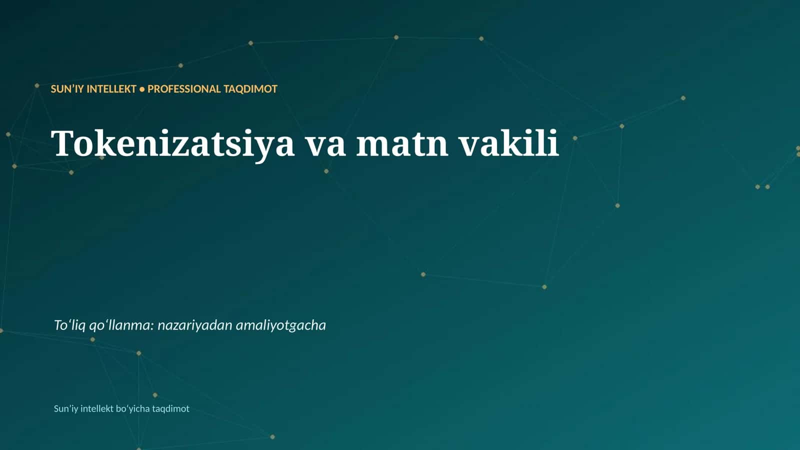 Tokenizatsiya va matn vakili 1