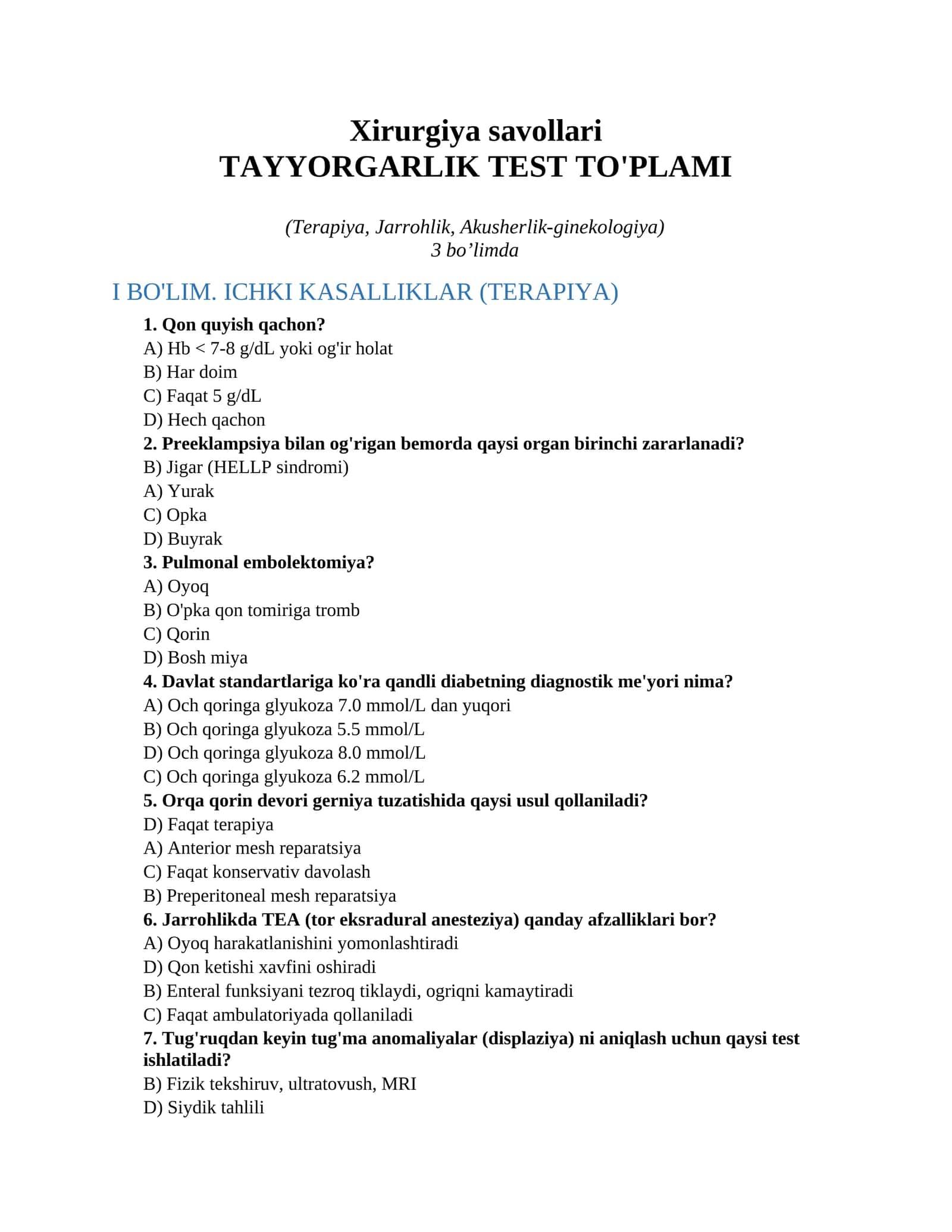 Xirurgiya savollari 1