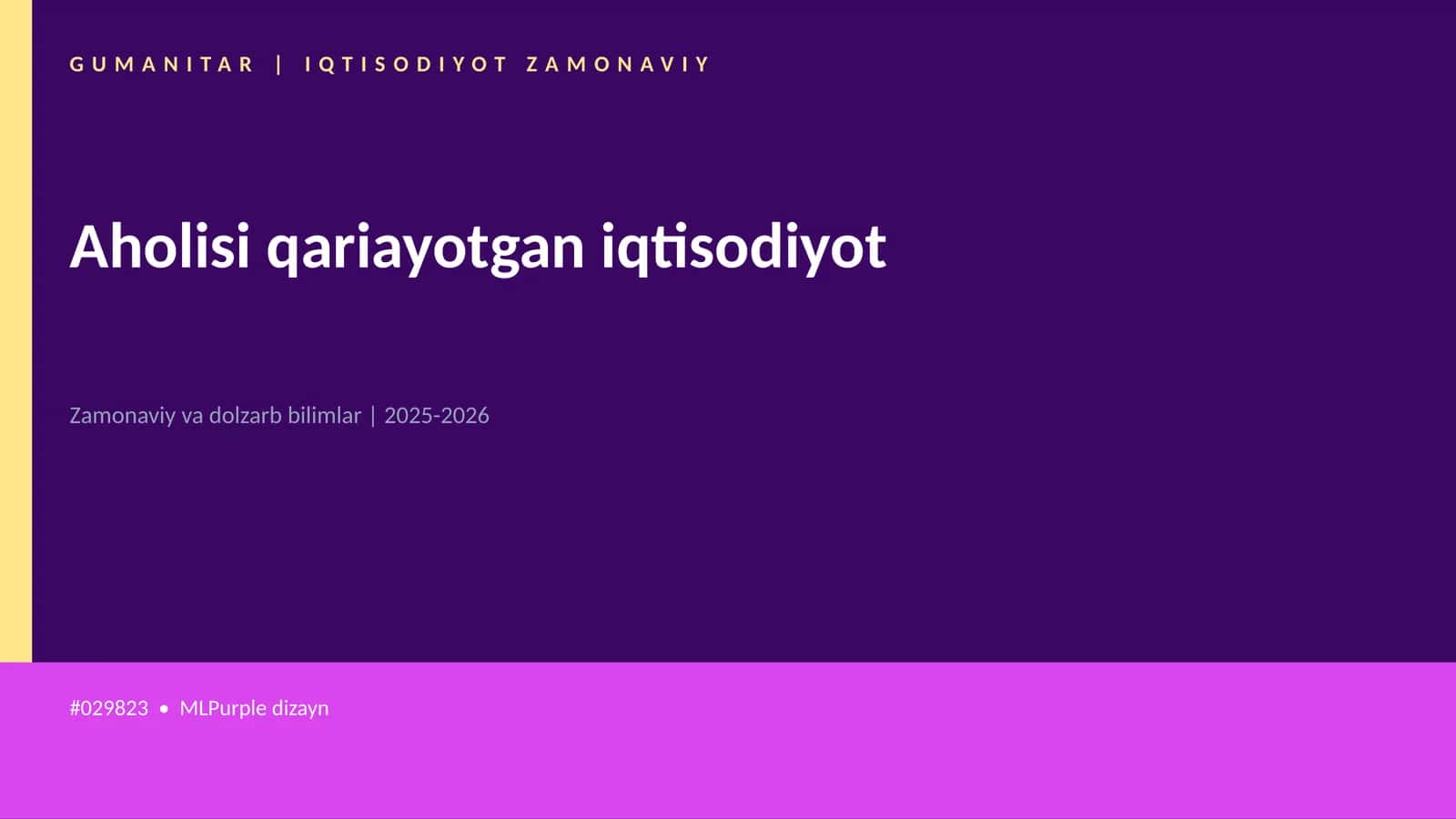 Aholisi qariayotgan iqtisodiyot 1