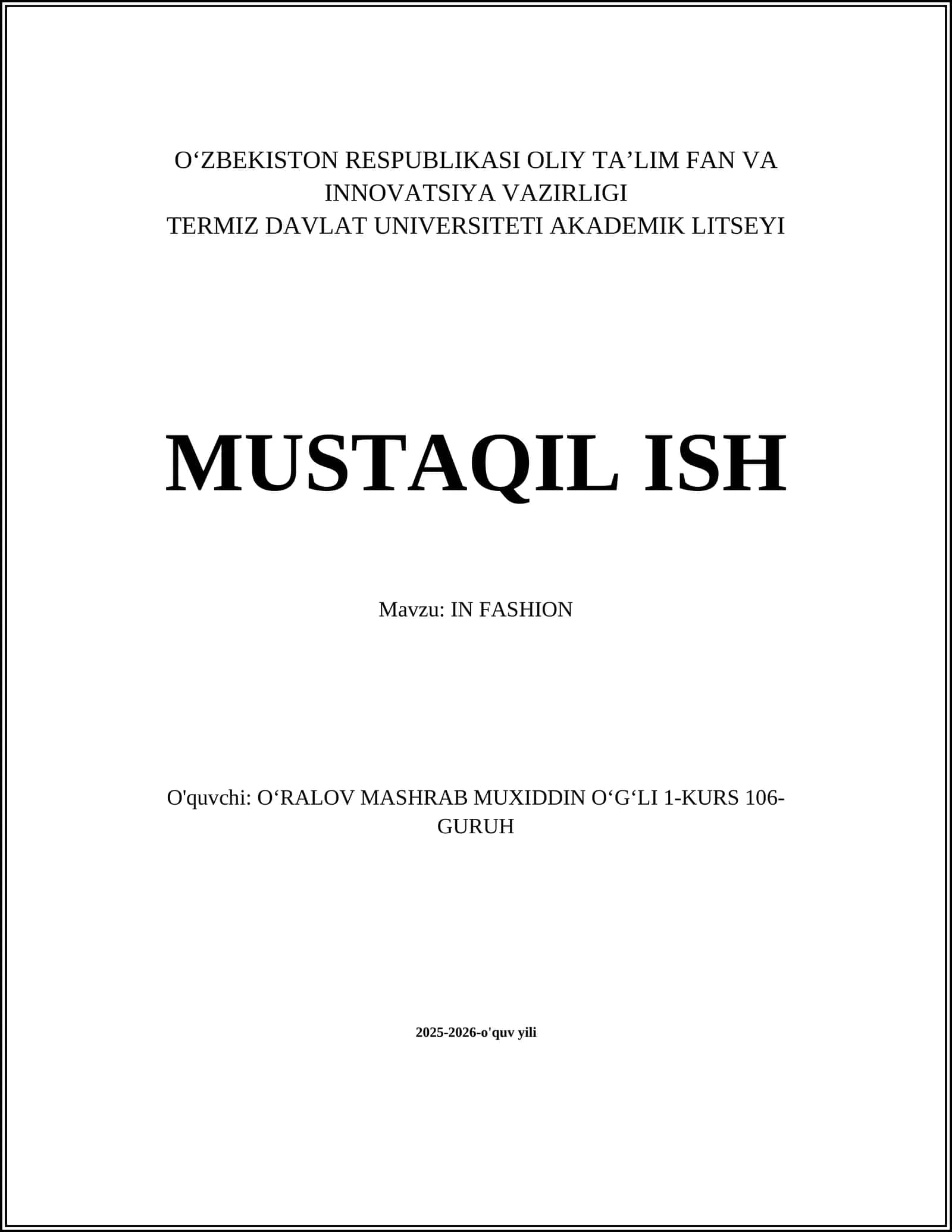 IN FASHION 1