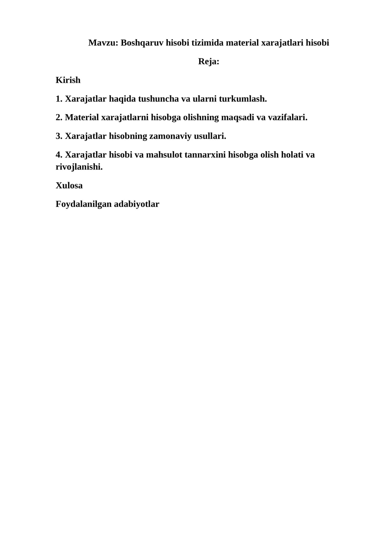 Boshqaruv hisobi tizimida material xarajatlari hisobi 1