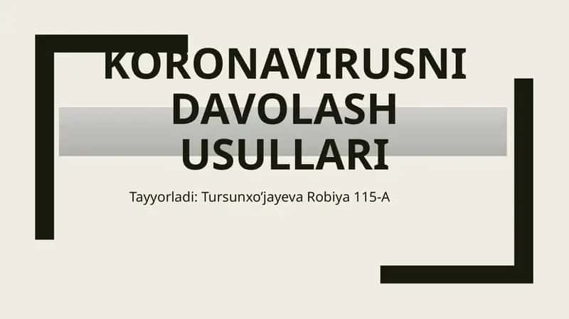 Koronavirusni davolash usullari 1