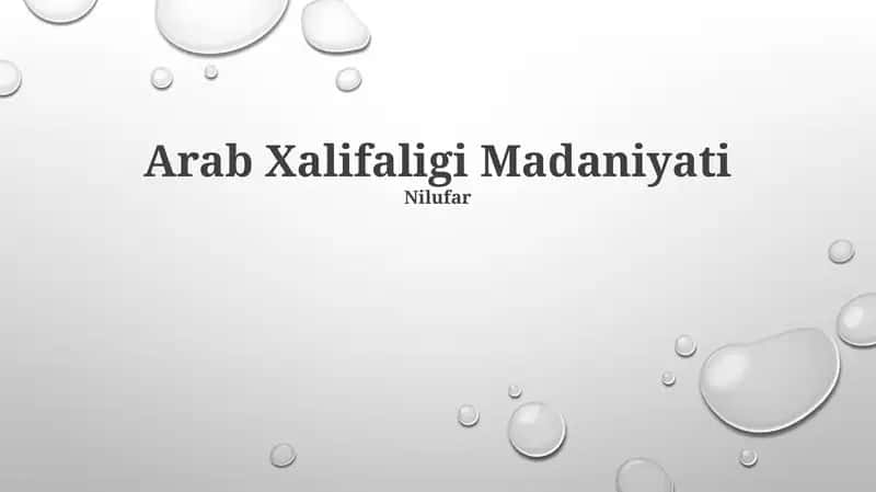 Arab Xalifaligi Madaniyati 1