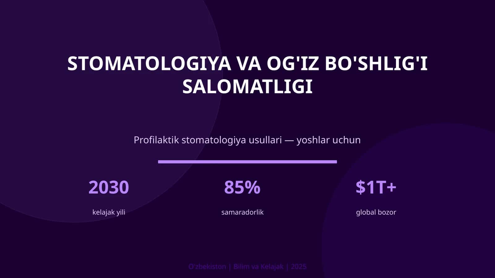 STOMATOLOGIYA VA OG'IZ BO'SHLIG'I SALOMATLIGI 1