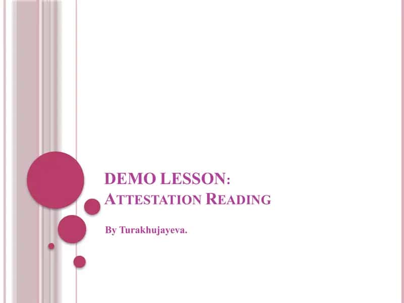 DEMO LESSON: Attestation Reading 1