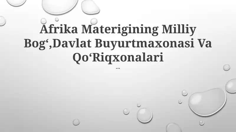 Afrika Materigining Milliy Bogʻlari 1