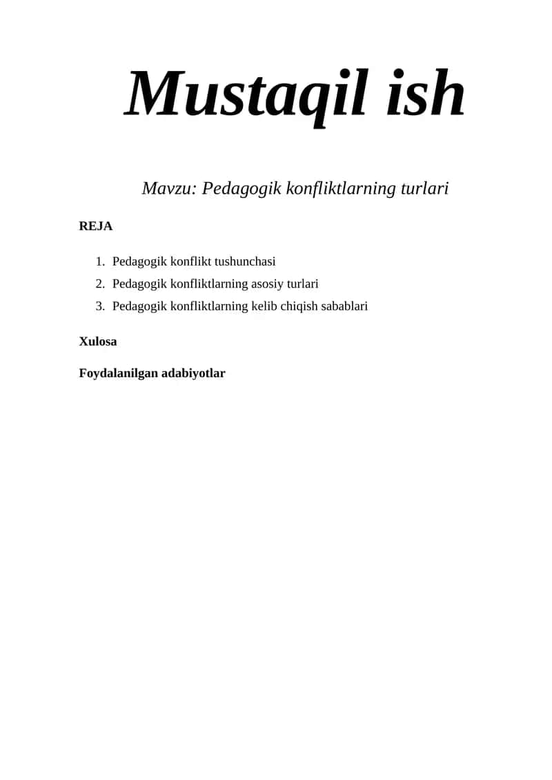 Pedagogik konfliktlarning turlari 1