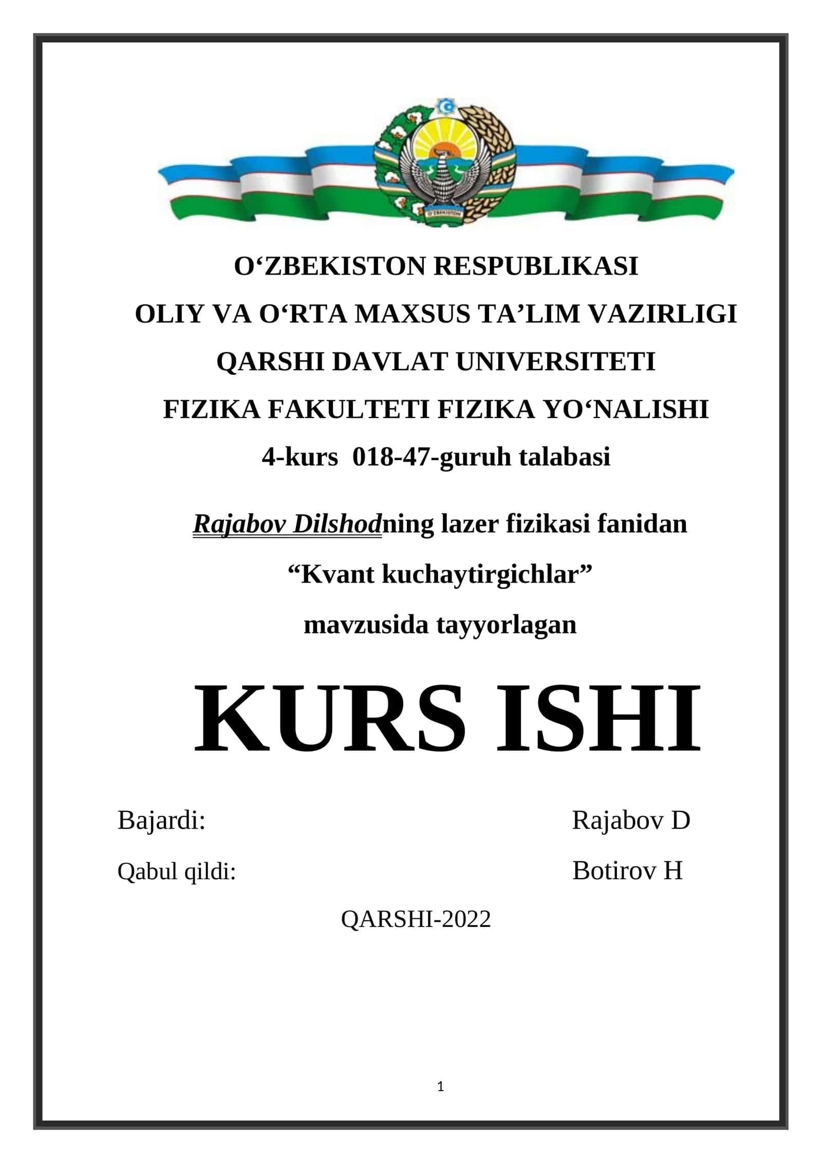 Kvant kuchaytirgichlar 1