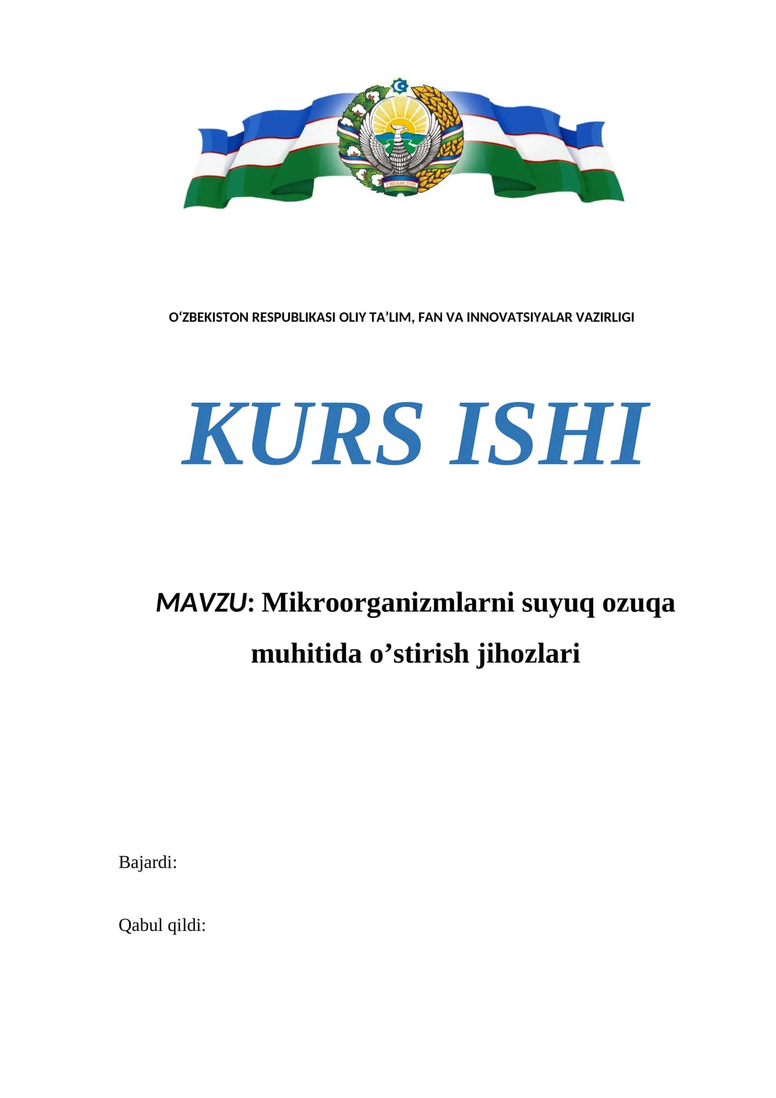 Mikroorganizmlarni suyuq ozuqa muhitida o’stirish jihozlari 1