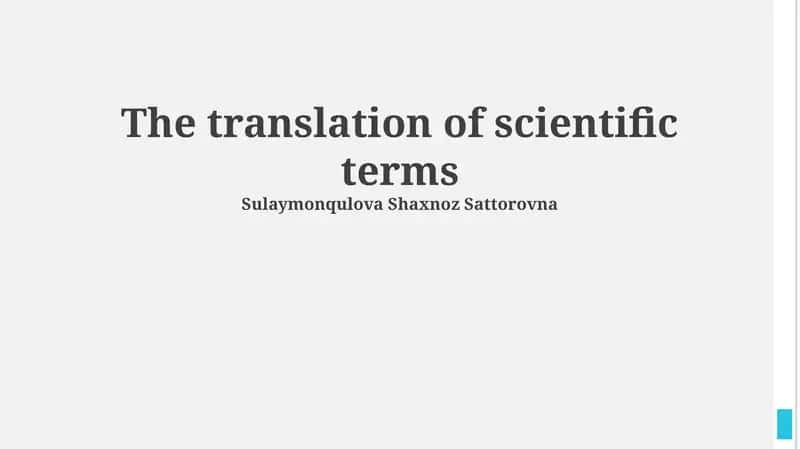 The translation of scientific terms 1