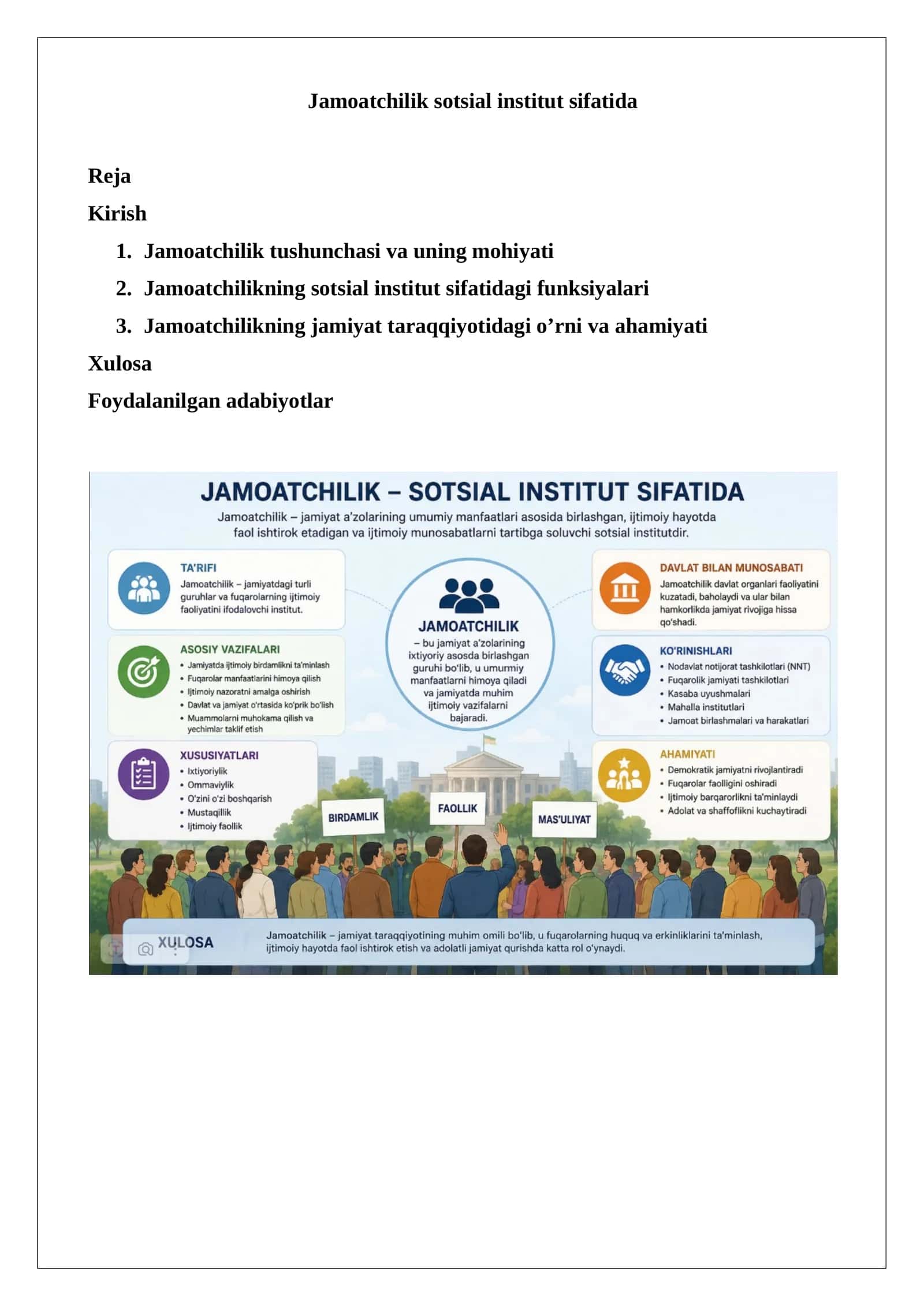 Jamoatchilik sotsial institut sifatida 1