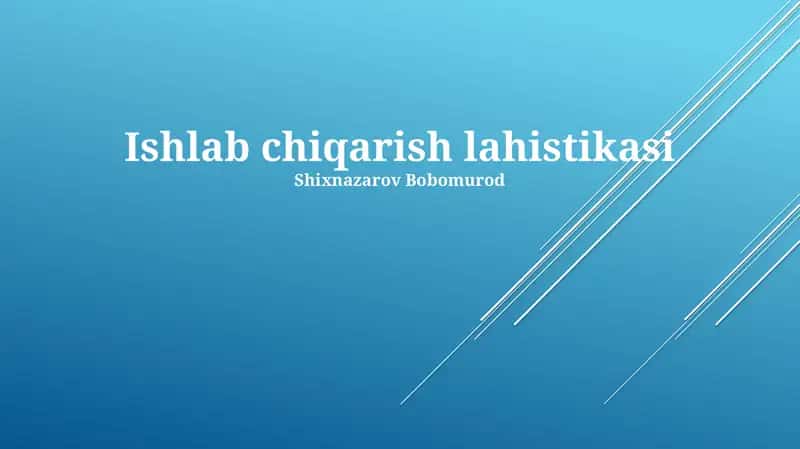Ishlab chiqarish logistikasi 1