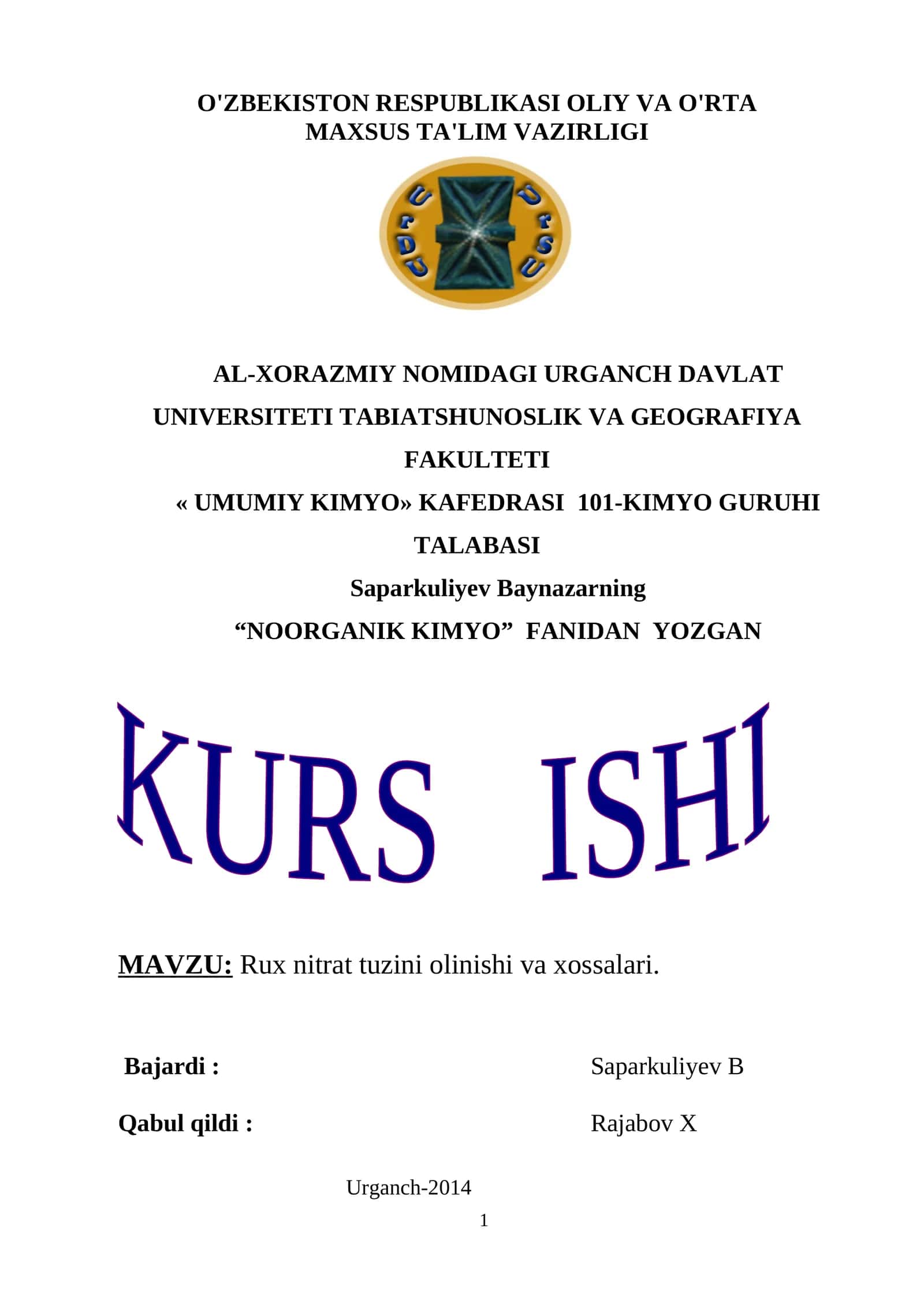 Rux nitrat tuzini olinishi va xossalari 1