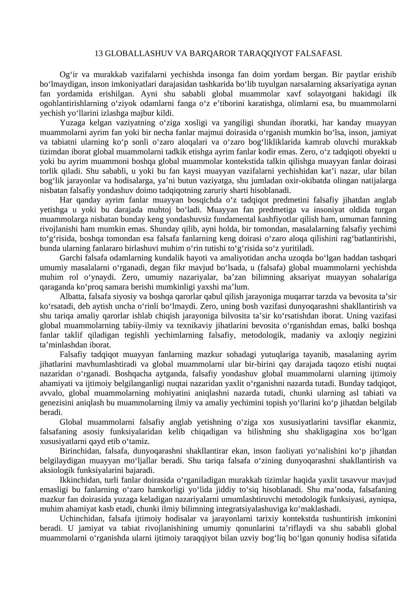 GLOBALLASHUV VA BARQAROR TARAQQIYOT FALSAFASI 1