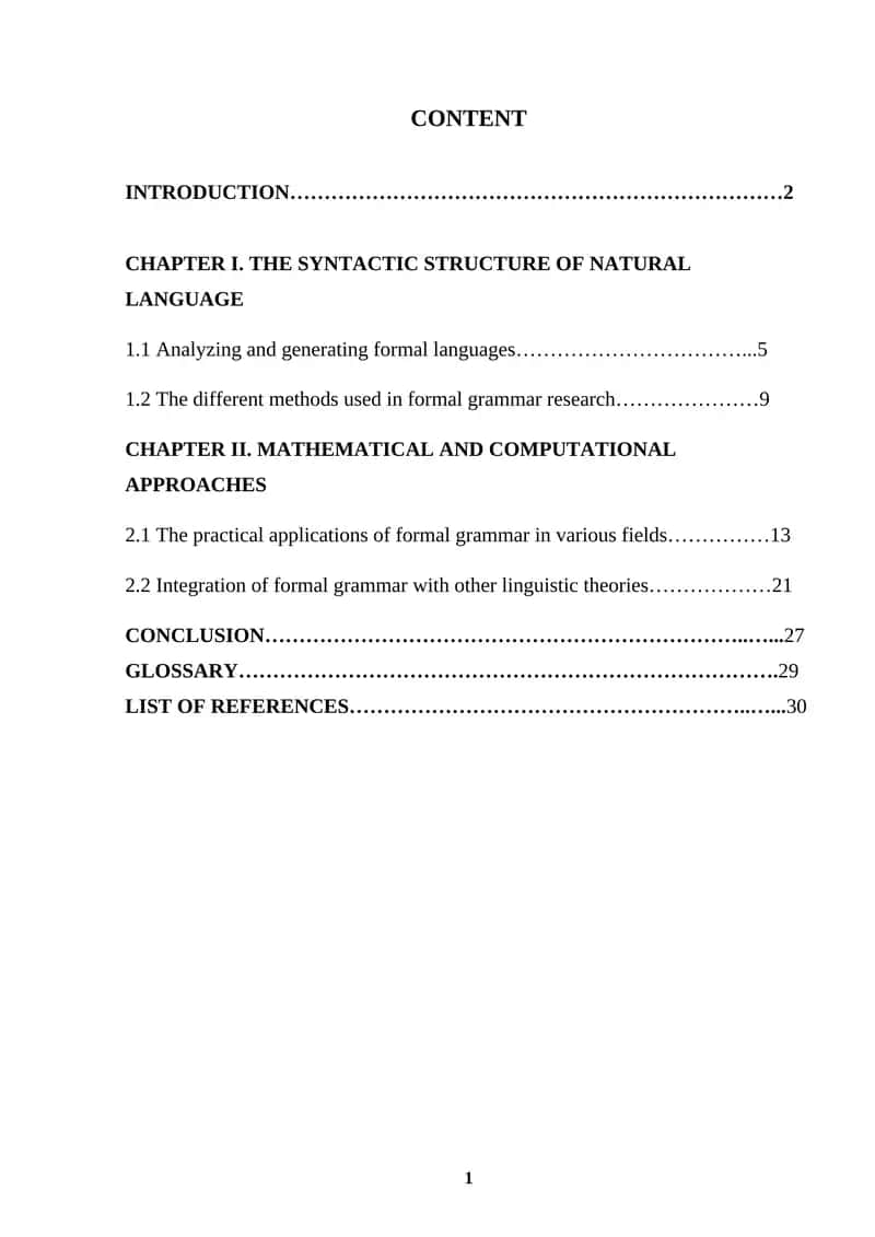 Formal Grammars in Natural Language Processing 1