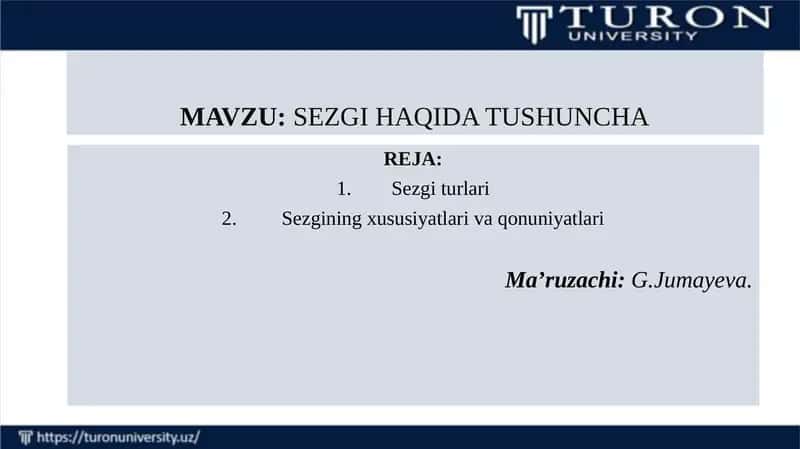 SEZGI HAQIDA TUSHUNCHA 1