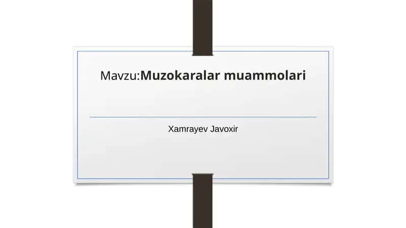 Muzokaralar muammolari 1