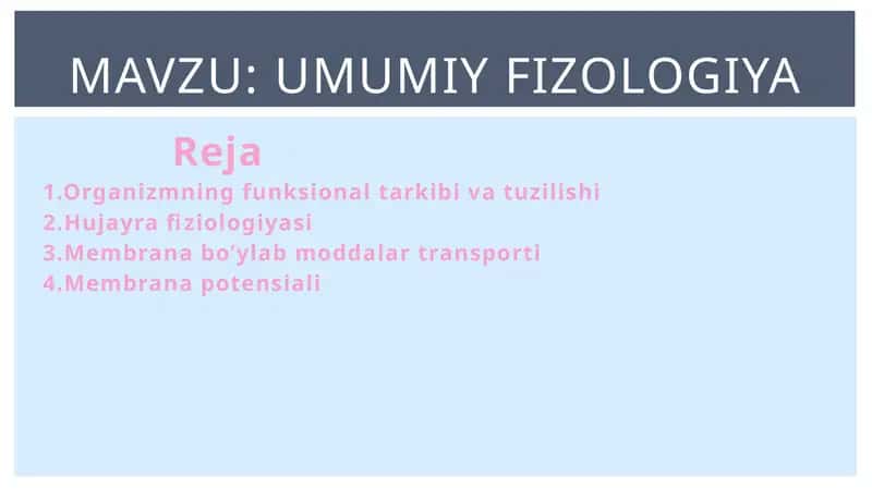 Umumiy fizologiya 1
