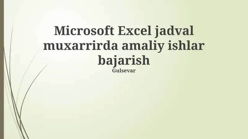 Excel bilan amaliyot 1