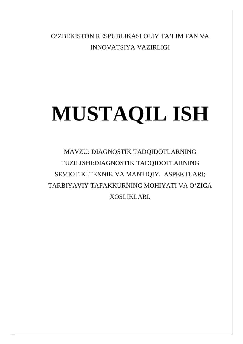 DIAGNOSTIK TADQIDOTLARNING TUZILISHI 1
