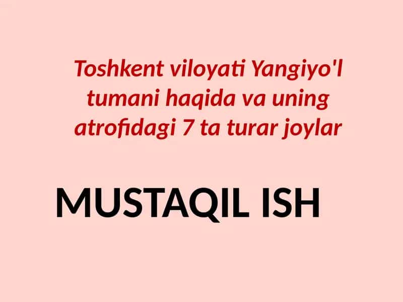 Yangiyo'l tumani 1