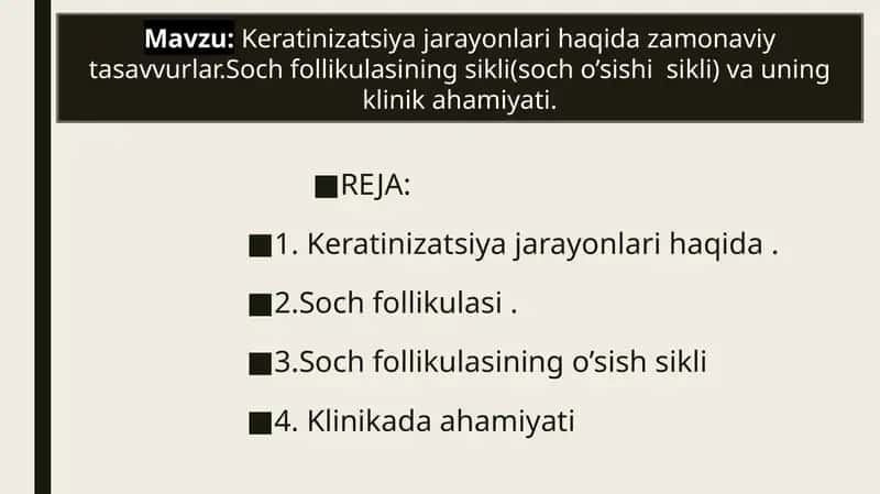Keratinizatsiya jarayonlari haqida 1