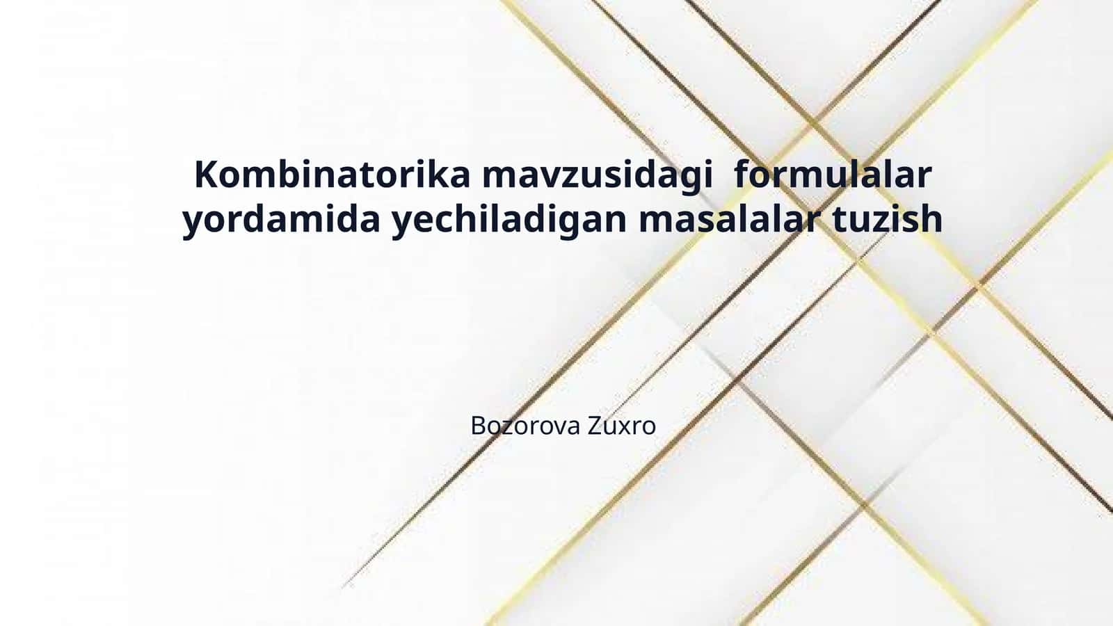 Kombinatorika mavzusidagi  formulalar yordamida yechiladigan masalalar tuzish 1