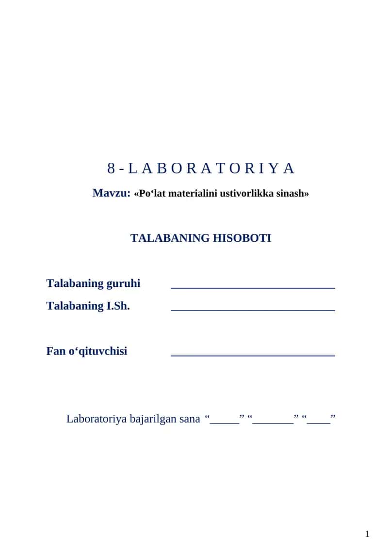 «Po‘lat materialini ustivorlikka sinash» 1