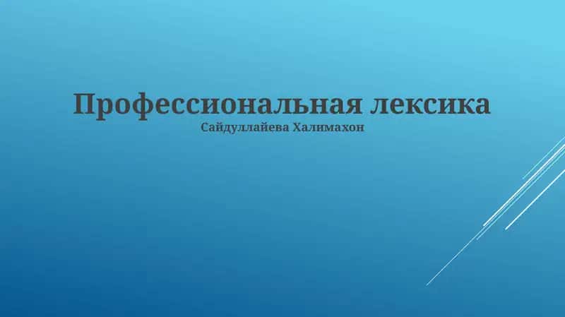 Профессиональная лексика 1