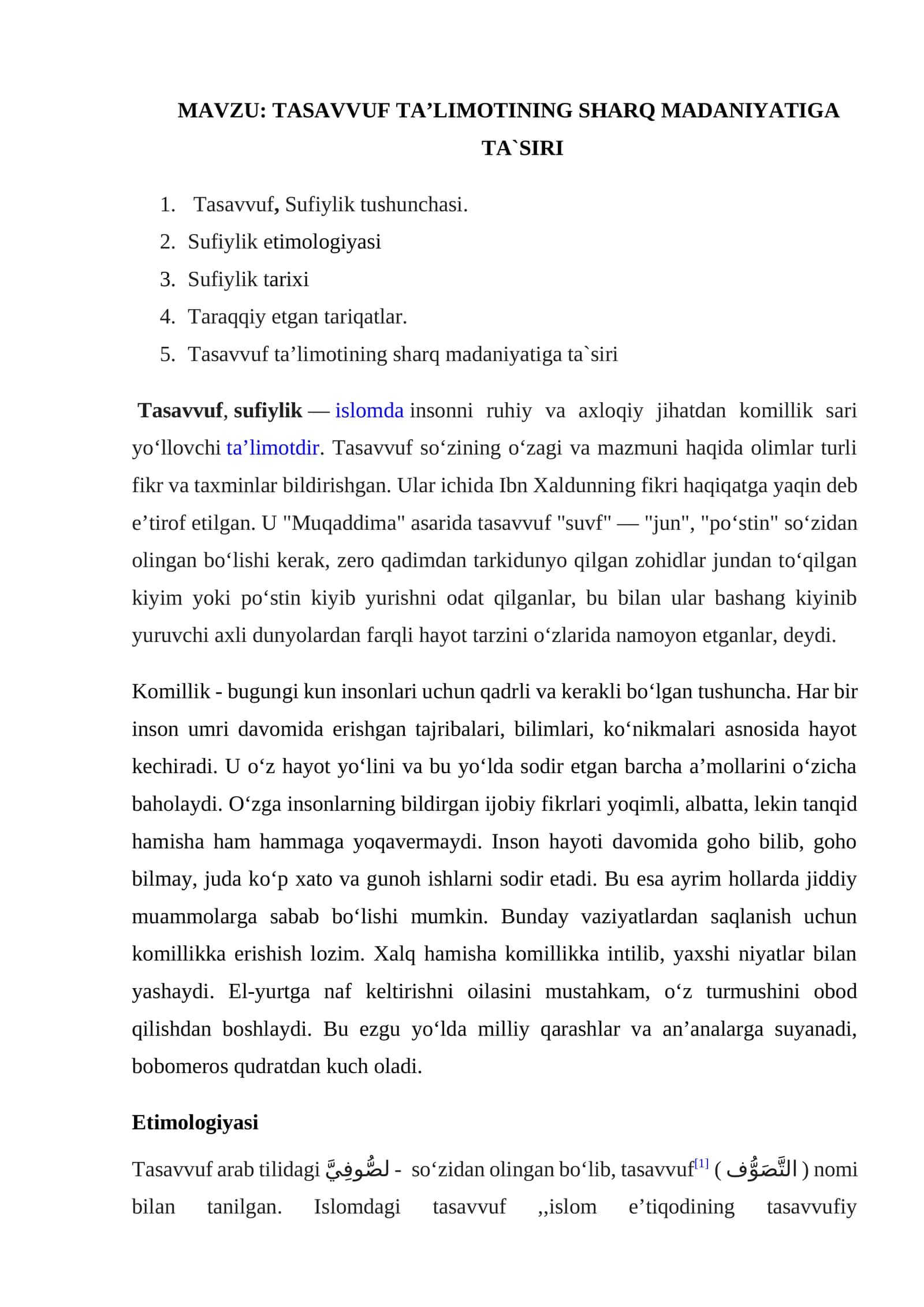 TASAVVUF TAʼLIMOTINING SHARQ MADANIYATIGA TA`SIRI 1