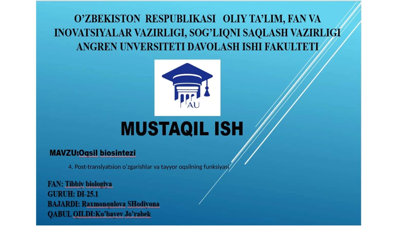 Post-translyatsiono‘zgarishlarvatayyoroqsilningfunksiyasi 1