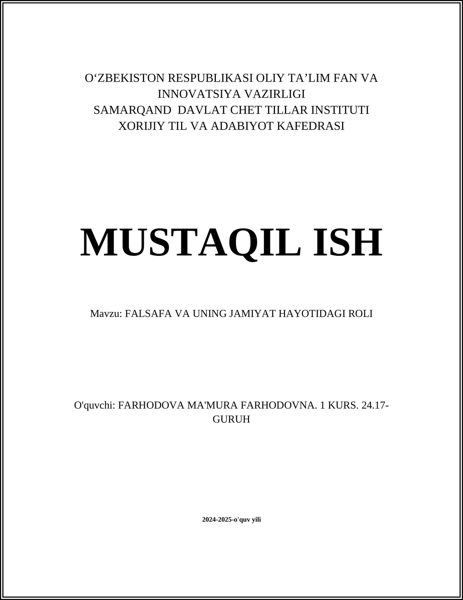 FALSAFA VA UNING JAMIYAT HAYOTIDAGI ROLI 1