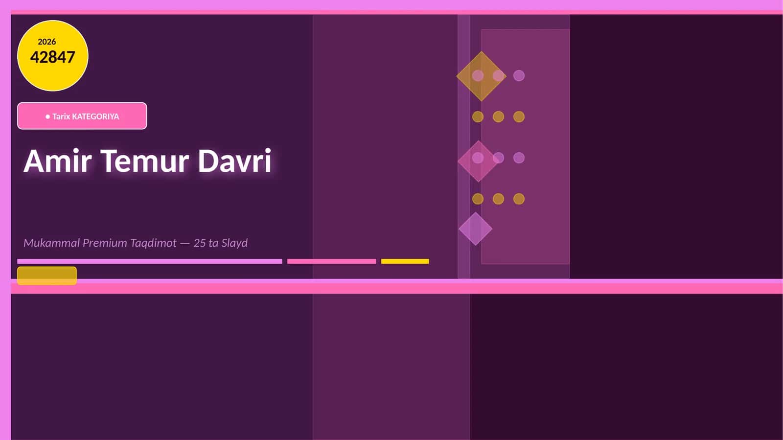Amir Temur Davri Mukammal Premium Taqdimot — 25 ta Slayd 1